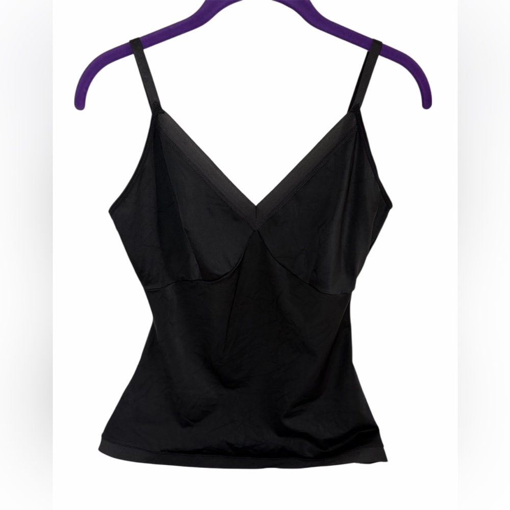 SPANX Simplicity Lingerie Cami Shaping XL Adjustable Straps V Neck Black Tank